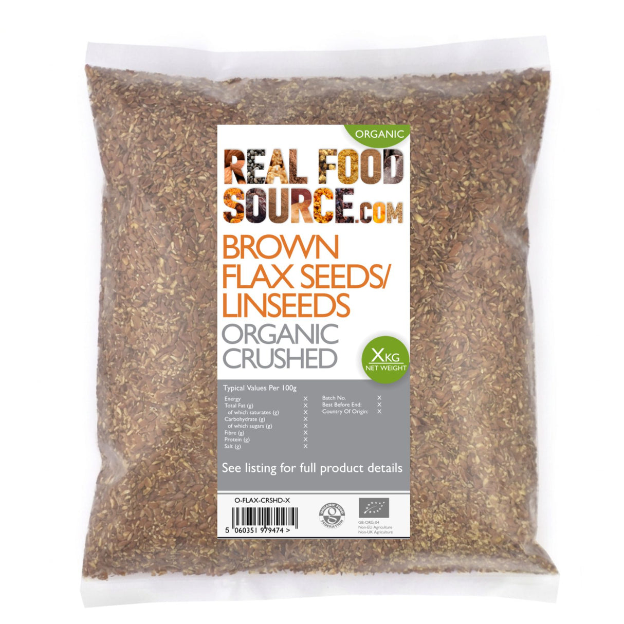 Brown Flax Seeds / Linseeds, Organic Crushed