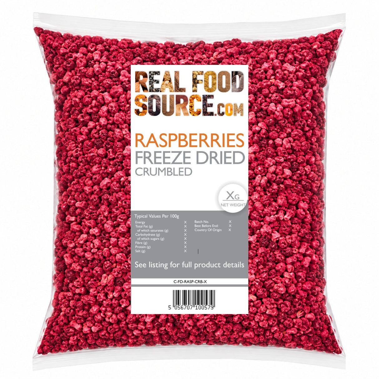 Raspberries, Freeze-Dried Crumbled