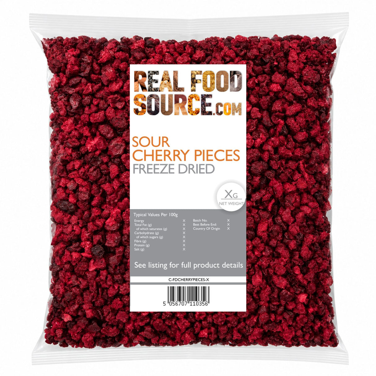 Sour Cherry Pieces, Freeze-Dried