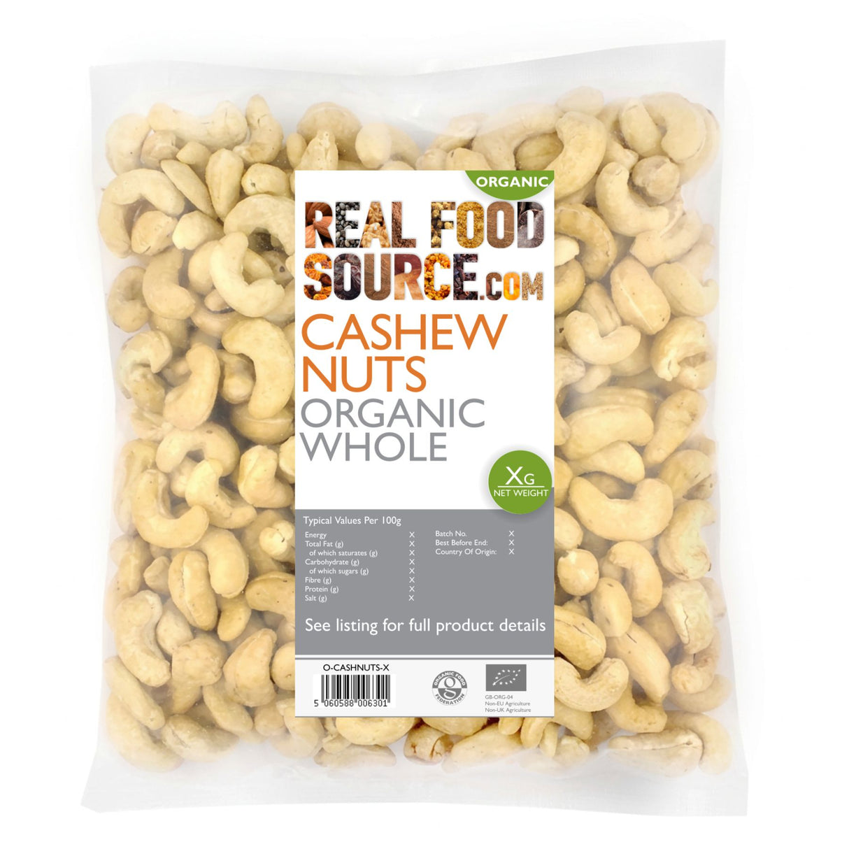 Cashew Nuts, Organic Whole