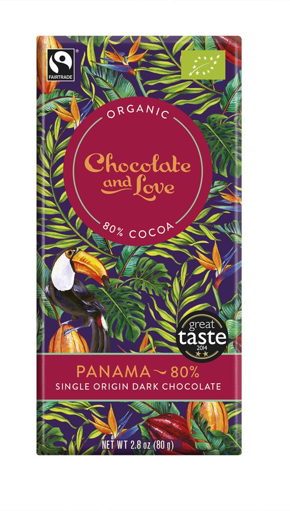 Chocolate & Love - Organic/Fairtrade Panama 80% - Dark Chocolate Single Origin Panama