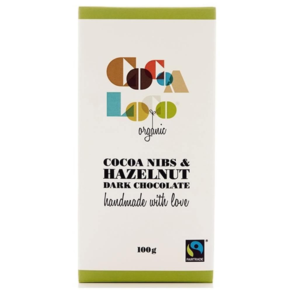 Coco Loco Organic Dark Chocolate, Cocoa Nibs & Hazelnut Bar