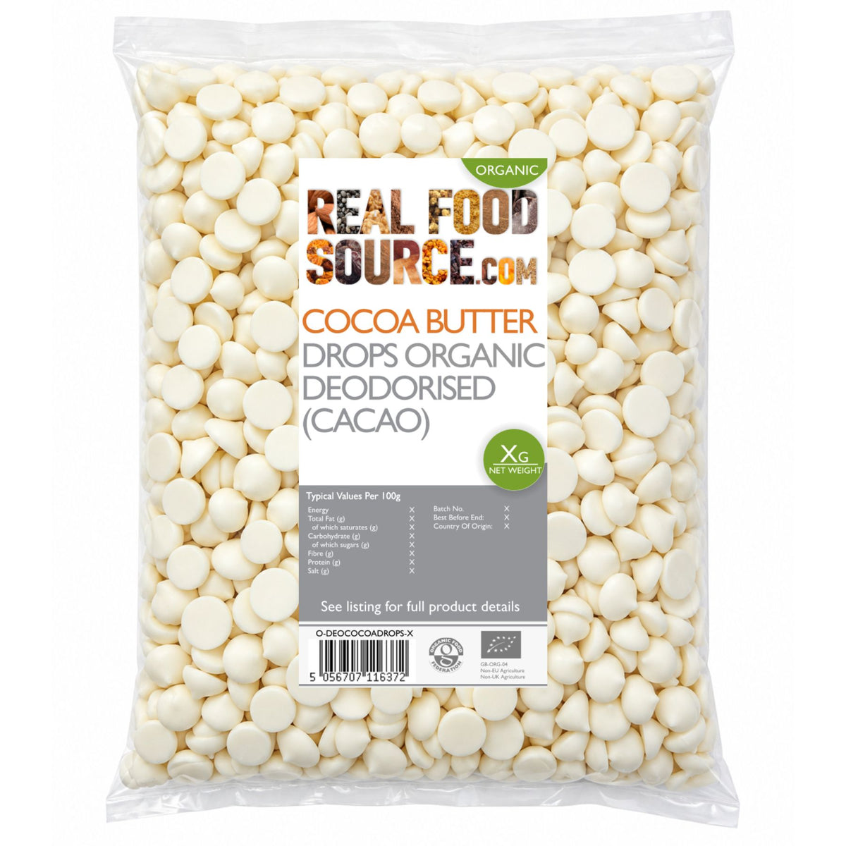 Cocoa Butter Drops, Organic Deodorised (Cacao)