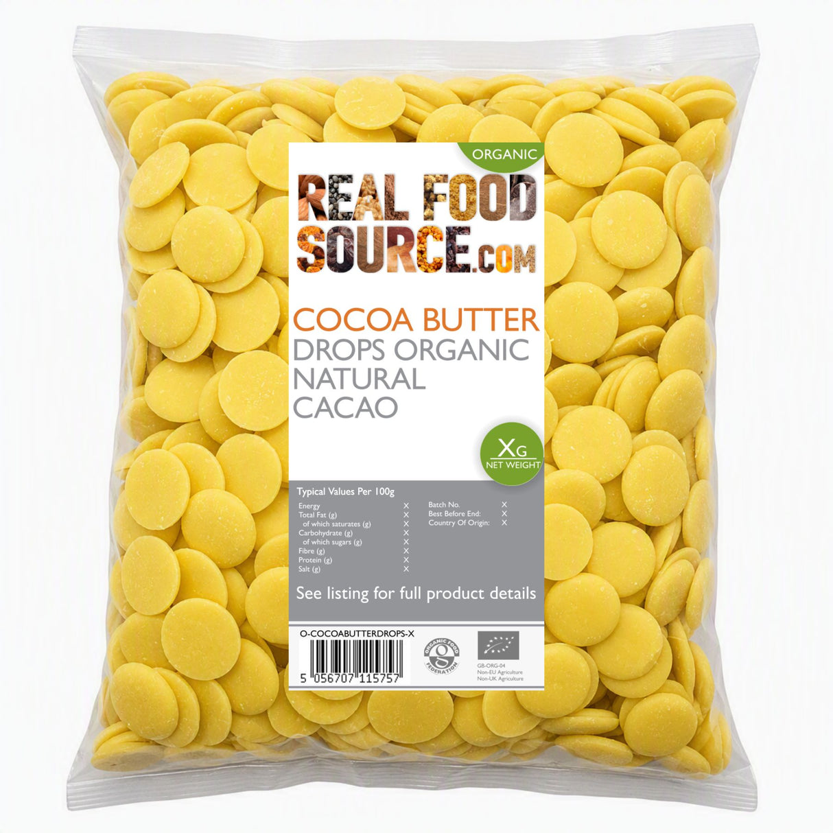 Cocoa Butter Drops, Organic Natural (Cacao)