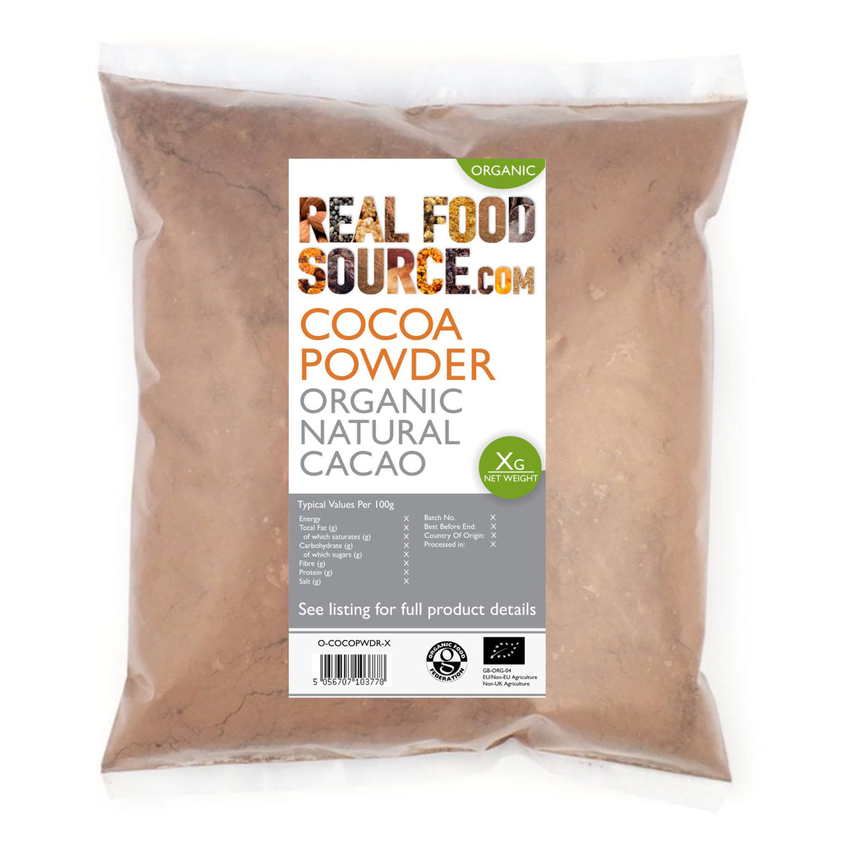 Cocoa Powder, Organic Natural (Cacao)