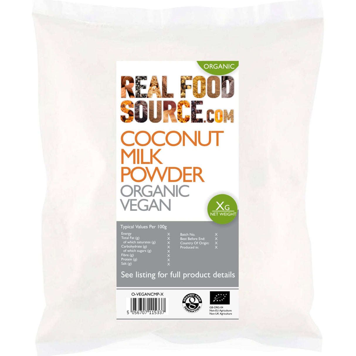 Coconut Milk Powder, Organic Vegan