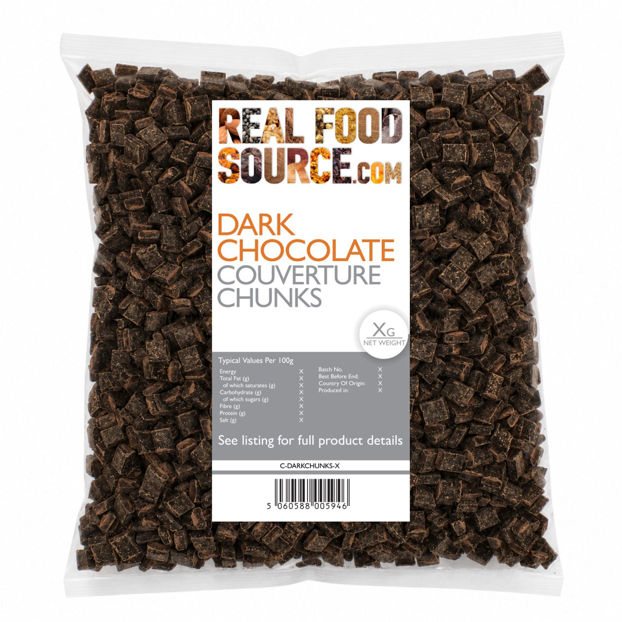 Dark Chocolate Couverture Chunks