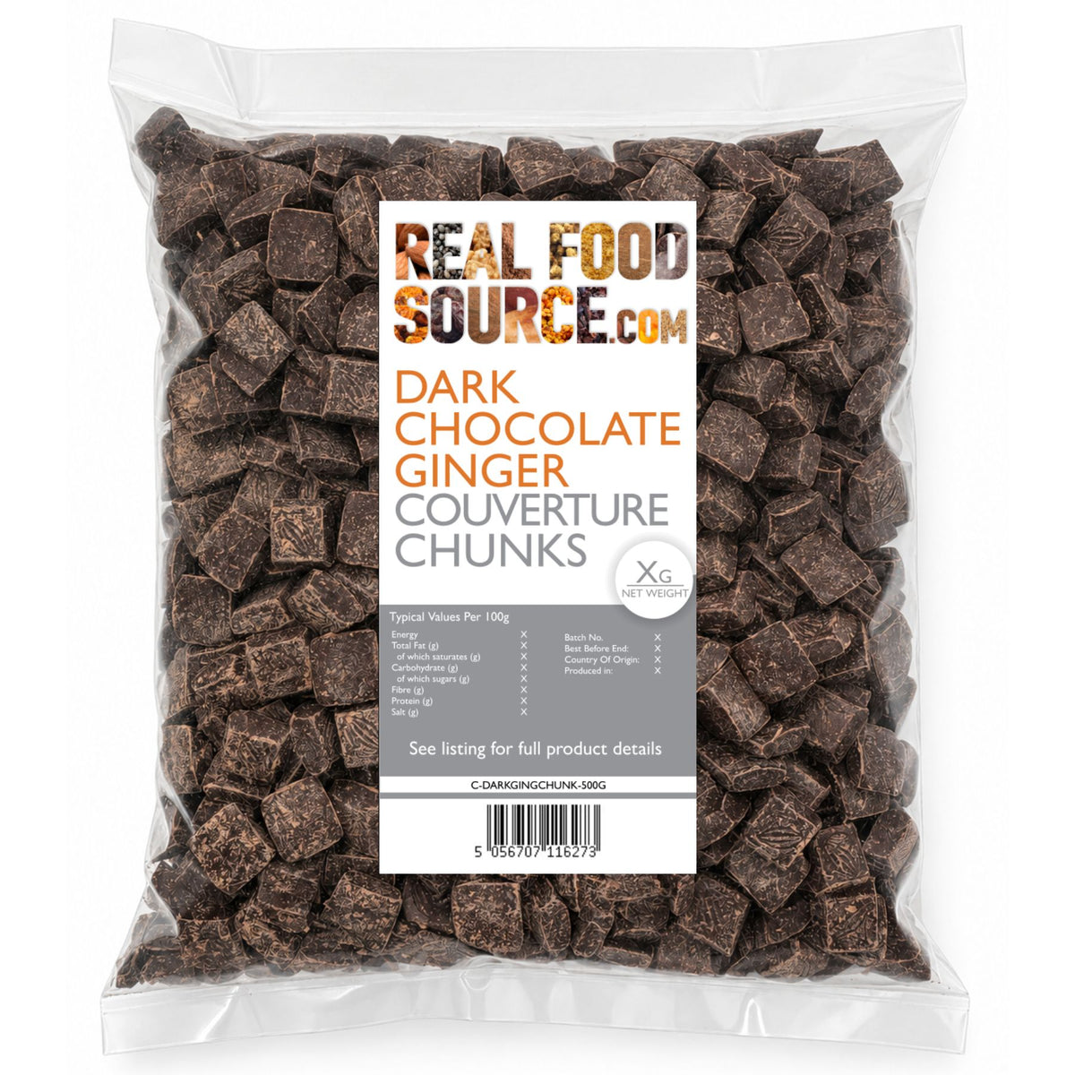 Dark Chocolate Ginger Couverture Chunks