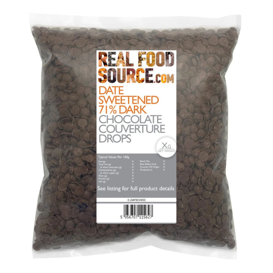Date Sweetened 71% Dark Chocolate Couverture Drops