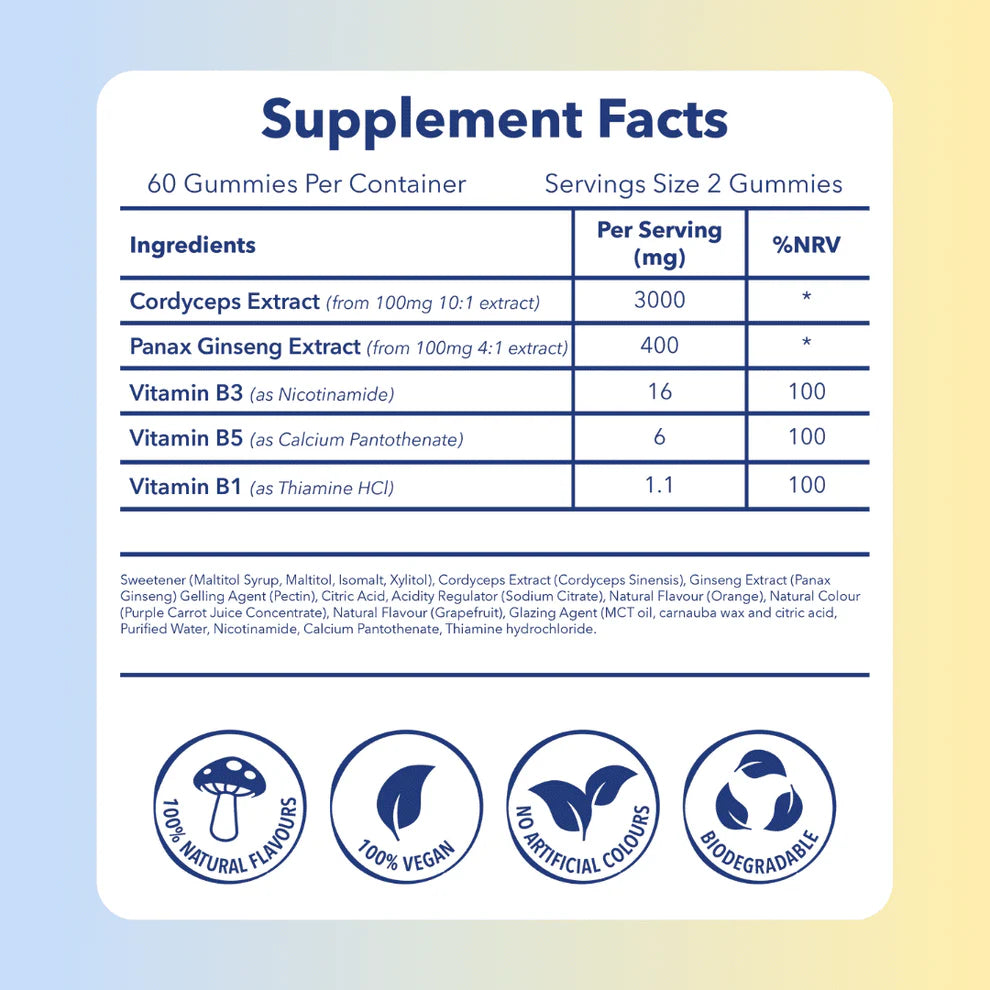 Moosh Cordyceps & Panax Ginseng Mushroom Gummies - Energy