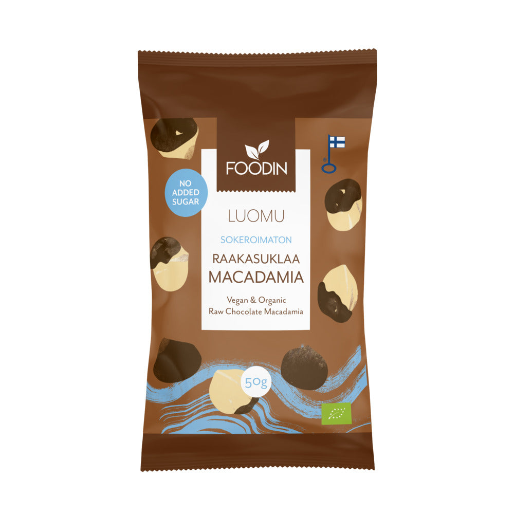 Foodin Organic Raw Chocolate No Added Sugar Macadamia Nuts