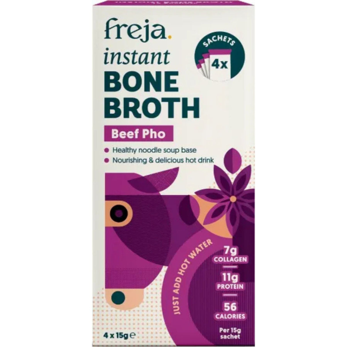 Freja Foods - Beef Pho Noodle Bone Broth Sachets (4 x 15g)