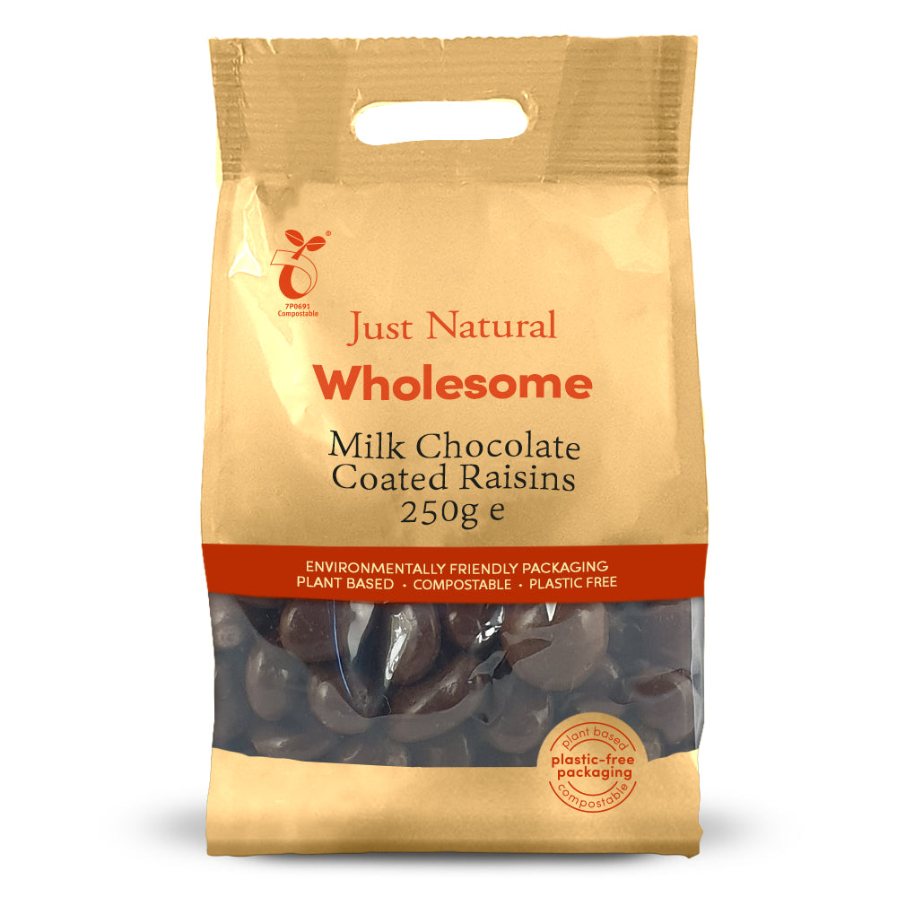Just Natural - Milk Chocolate Coated Raisins 250g