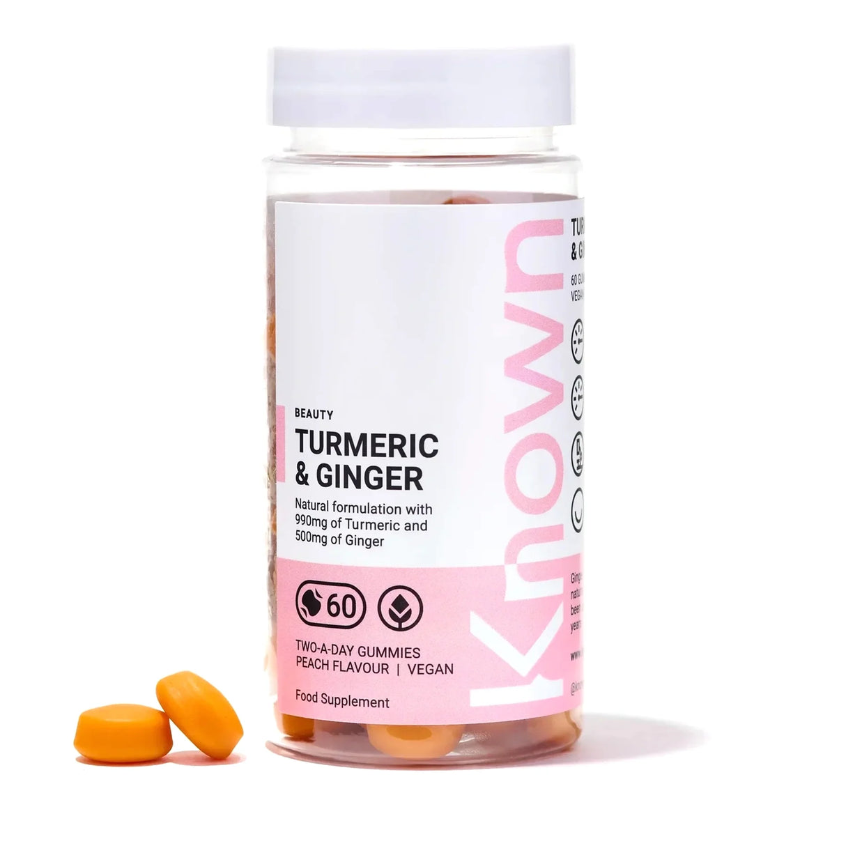 Known Turmeric & Ginger Peach Vegan Gummy Supplements x 60