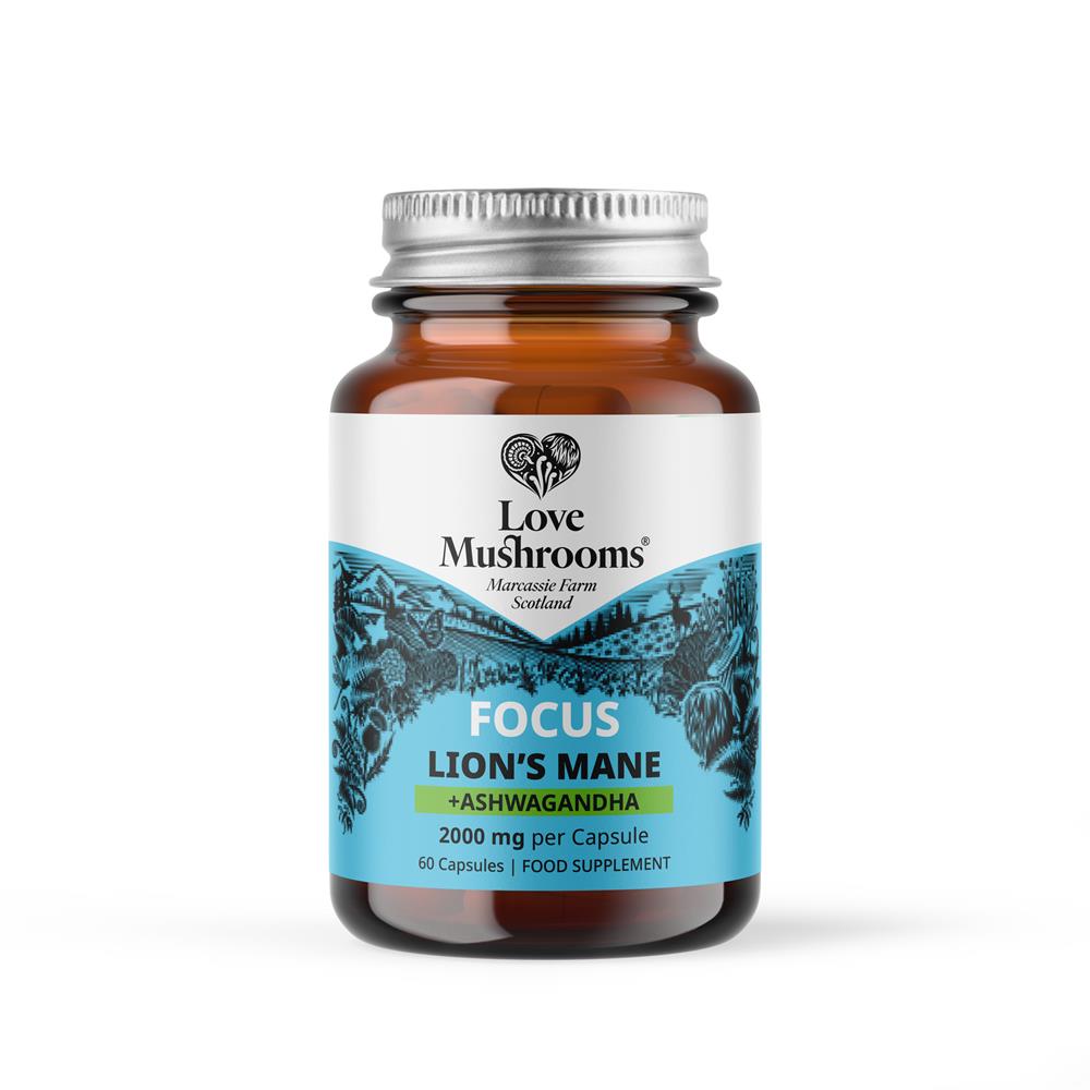 Love Mushrooms - FOCUS Lions Mane + Ashwagandha 60 Capsules