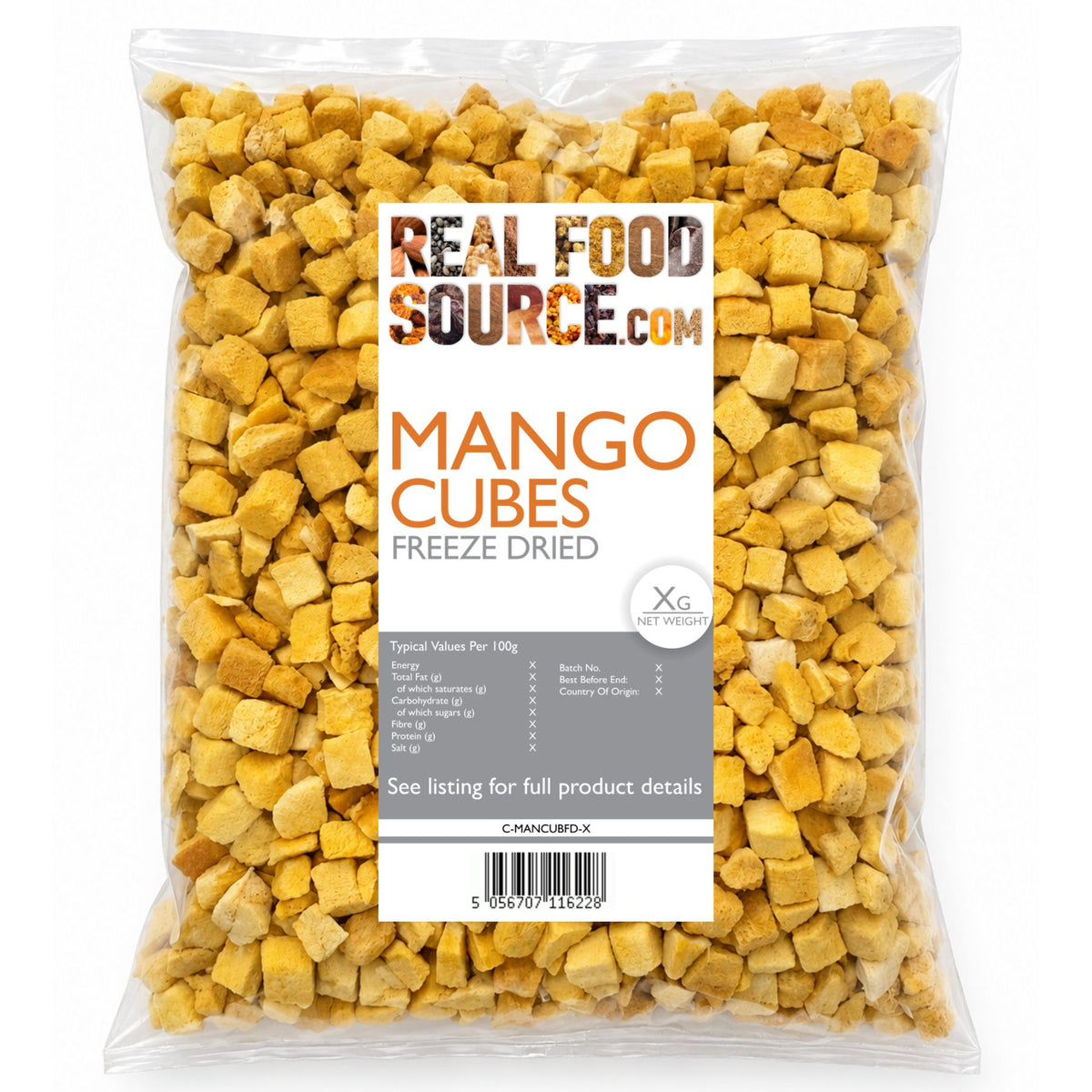 Mango Cubes, Freeze Dried
