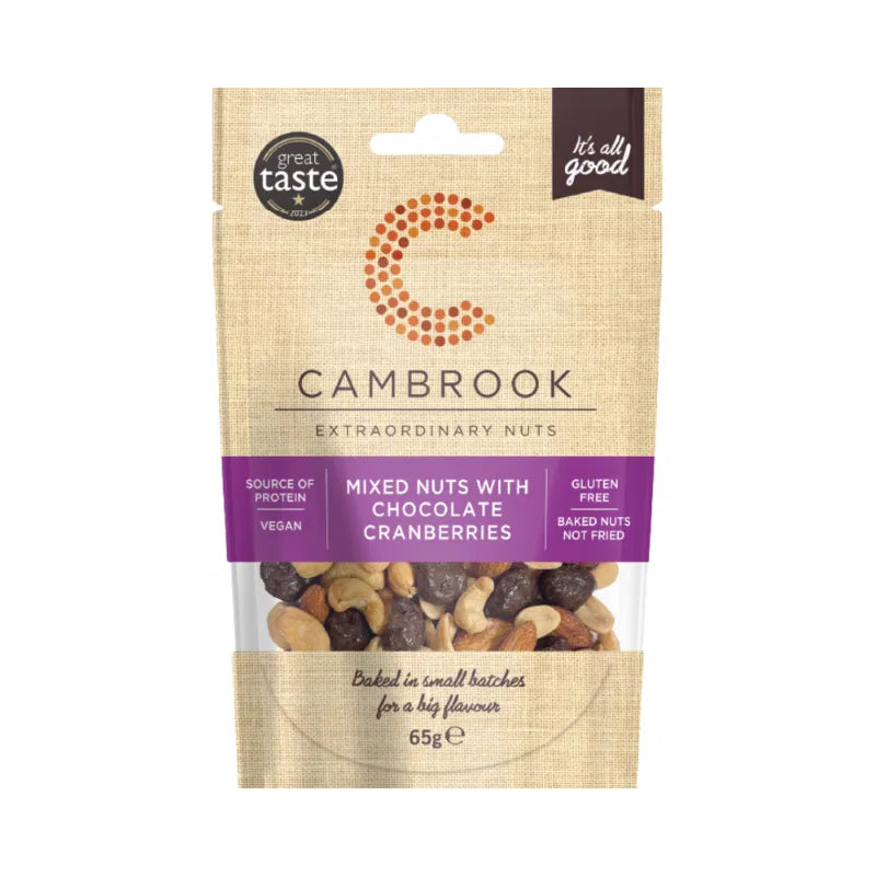 Cambrook - Mixed Nuts with Chocolate Cranberries 130g (2 x 65g)