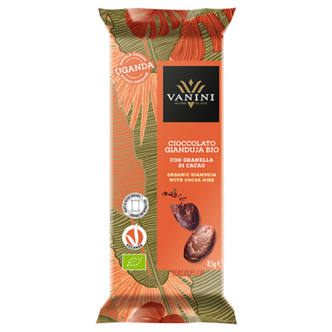 Organic Vanini Gianduja Chocolate Bar with Cocoa Nibs