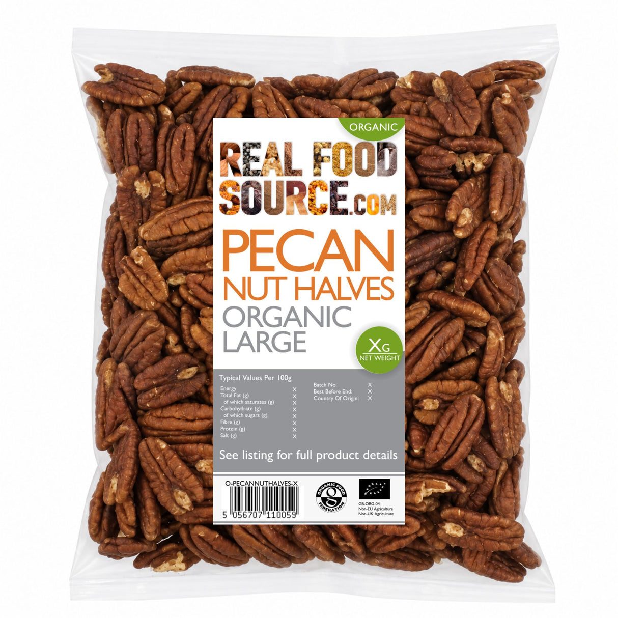 Pecan Nut Halves, Organic Large