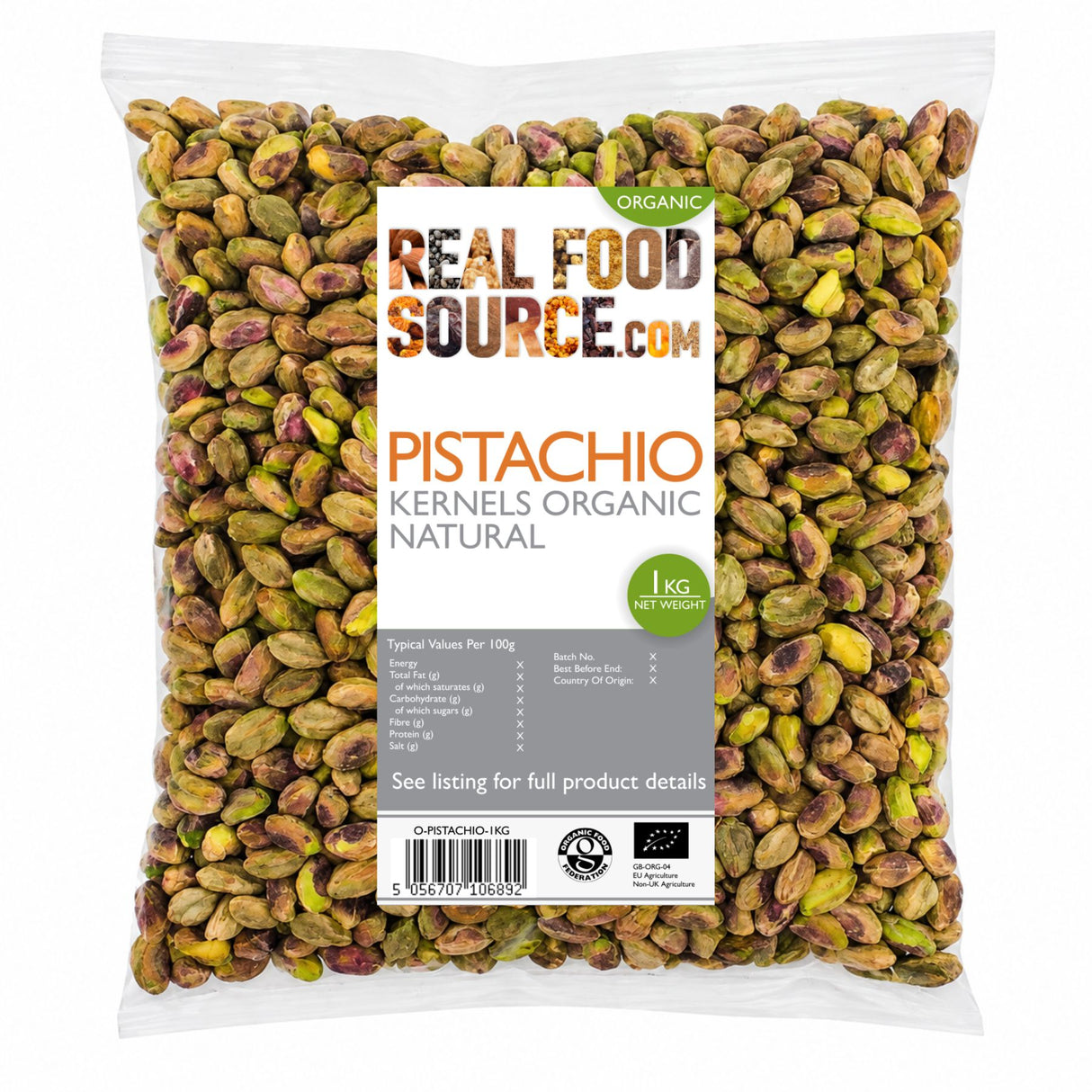 Pistachio Kernels, Organic Natural