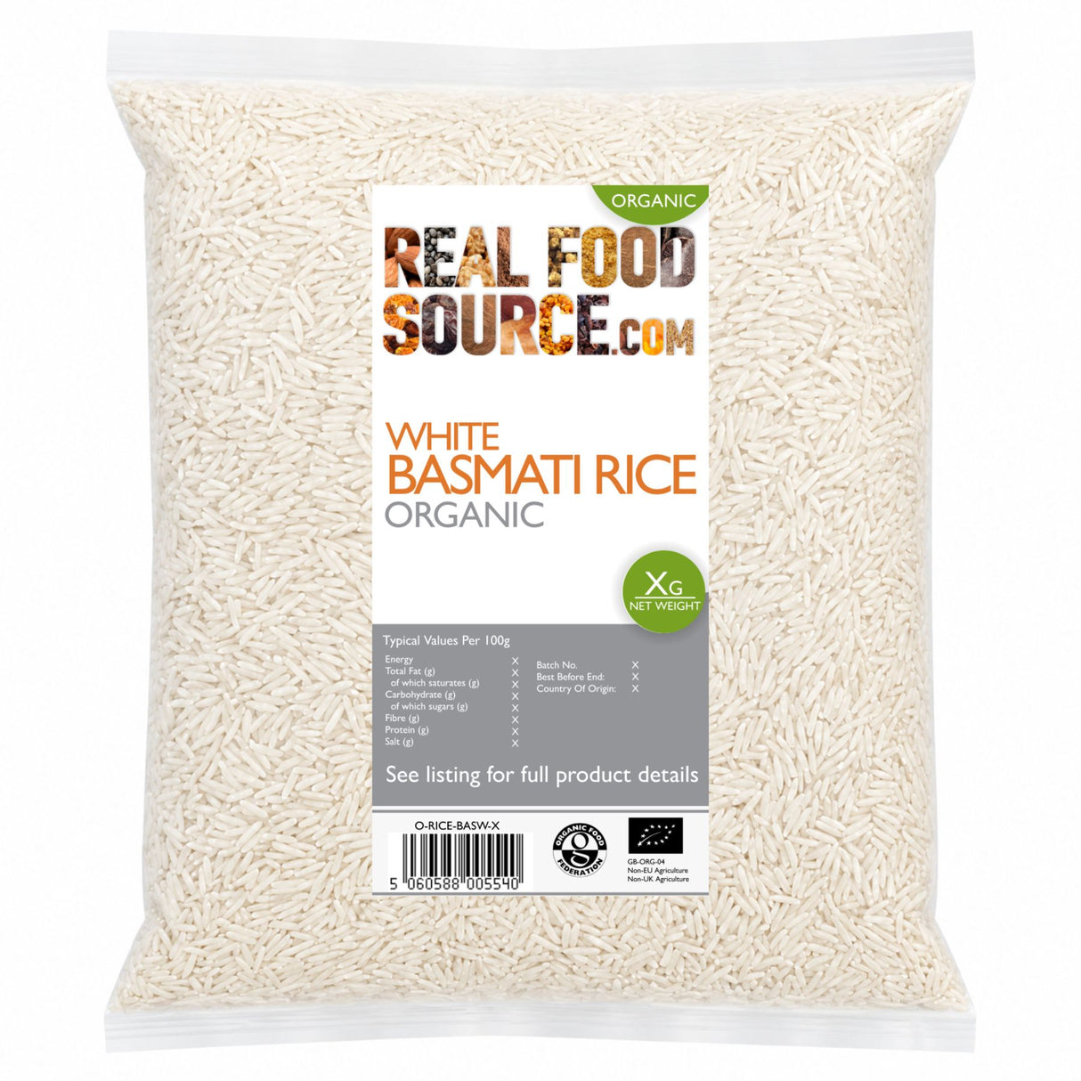 White Basmati Rice, Organic