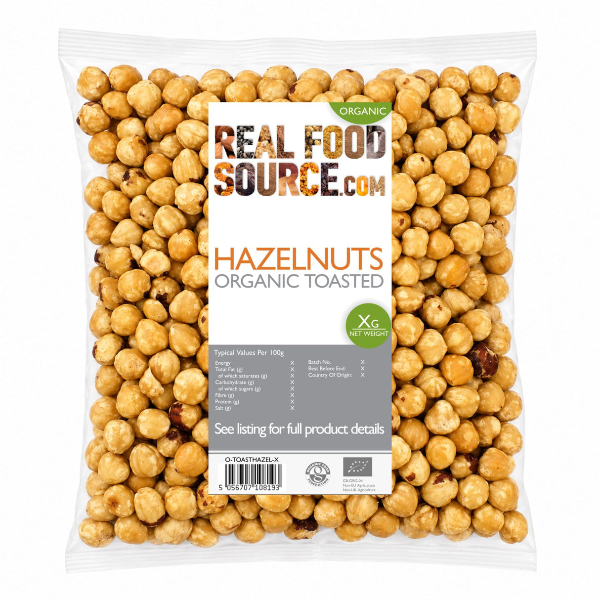Hazelnuts, Organic Whole Toasted