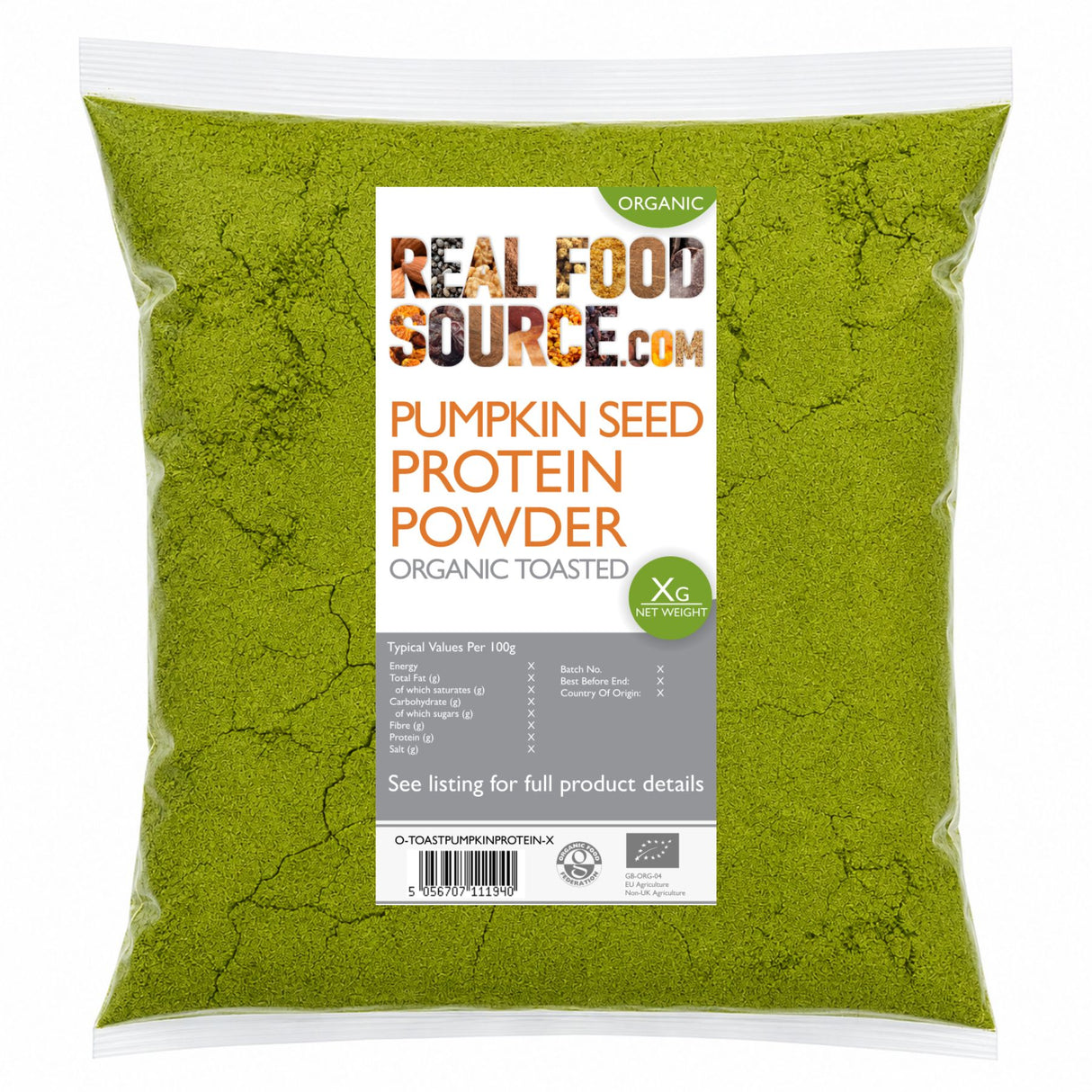 Pumpkin Seed Protein Powder, Organic Toasted