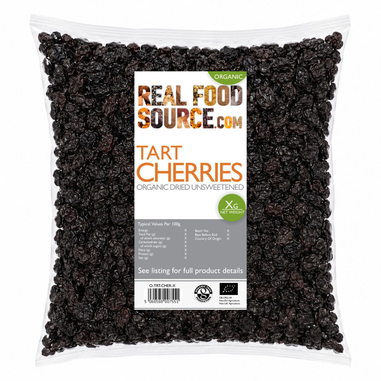 Tart Cherries, Organic Dried Unsweetened