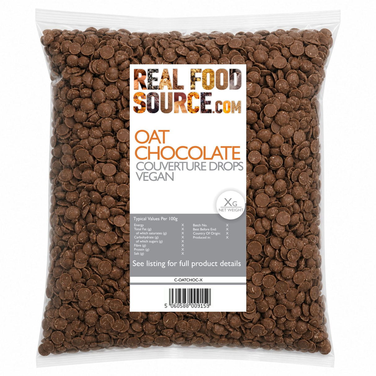 Oat Chocolate Couverture Drops, Vegan