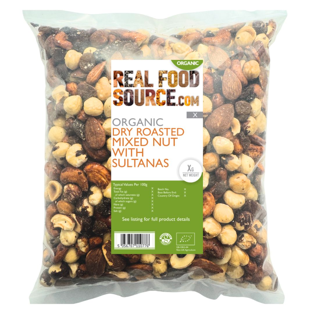 Organic Dry Roasted Mixed Nuts With Sultanas