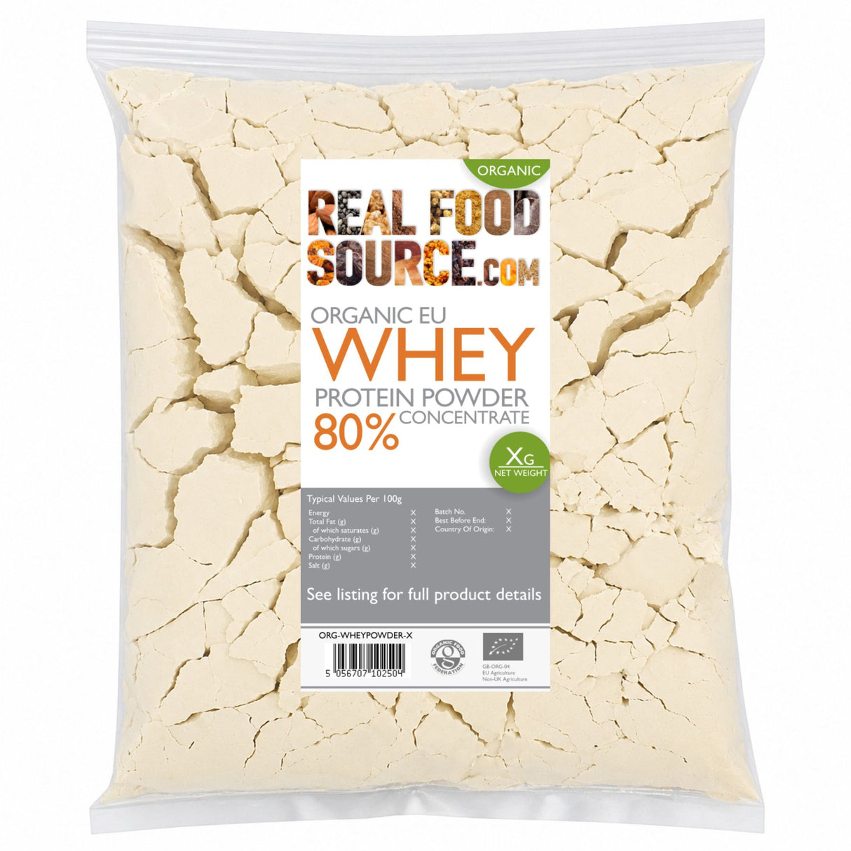 Organic EU Whey Protein Powder Concentrate 80