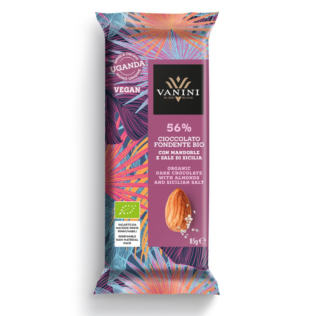 Organic Vanini Uganda Dark 56% with Almonds and Sicilian Salt