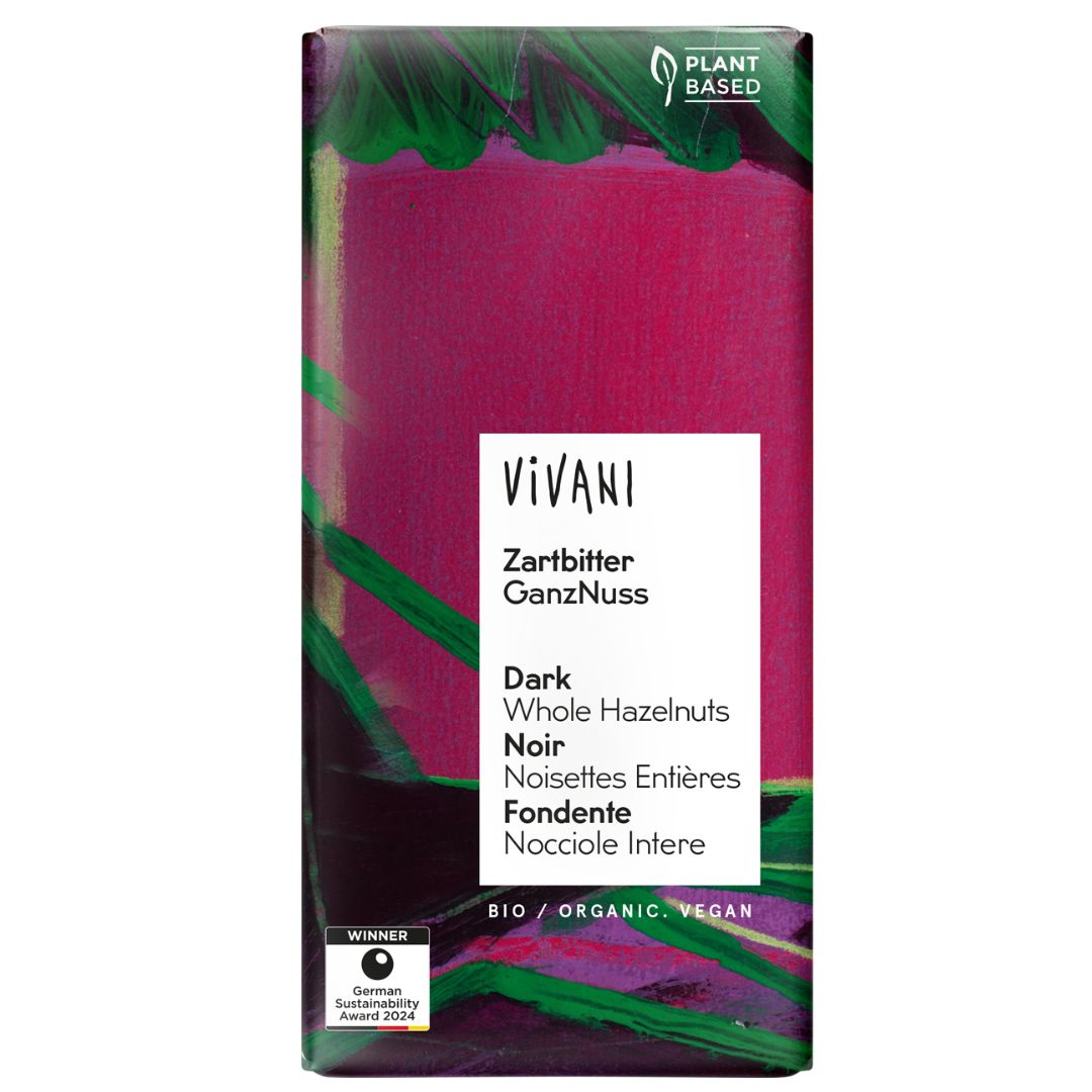 Organic Vivani 55% Dark Vegan Chocolate Bar with Hazelnuts