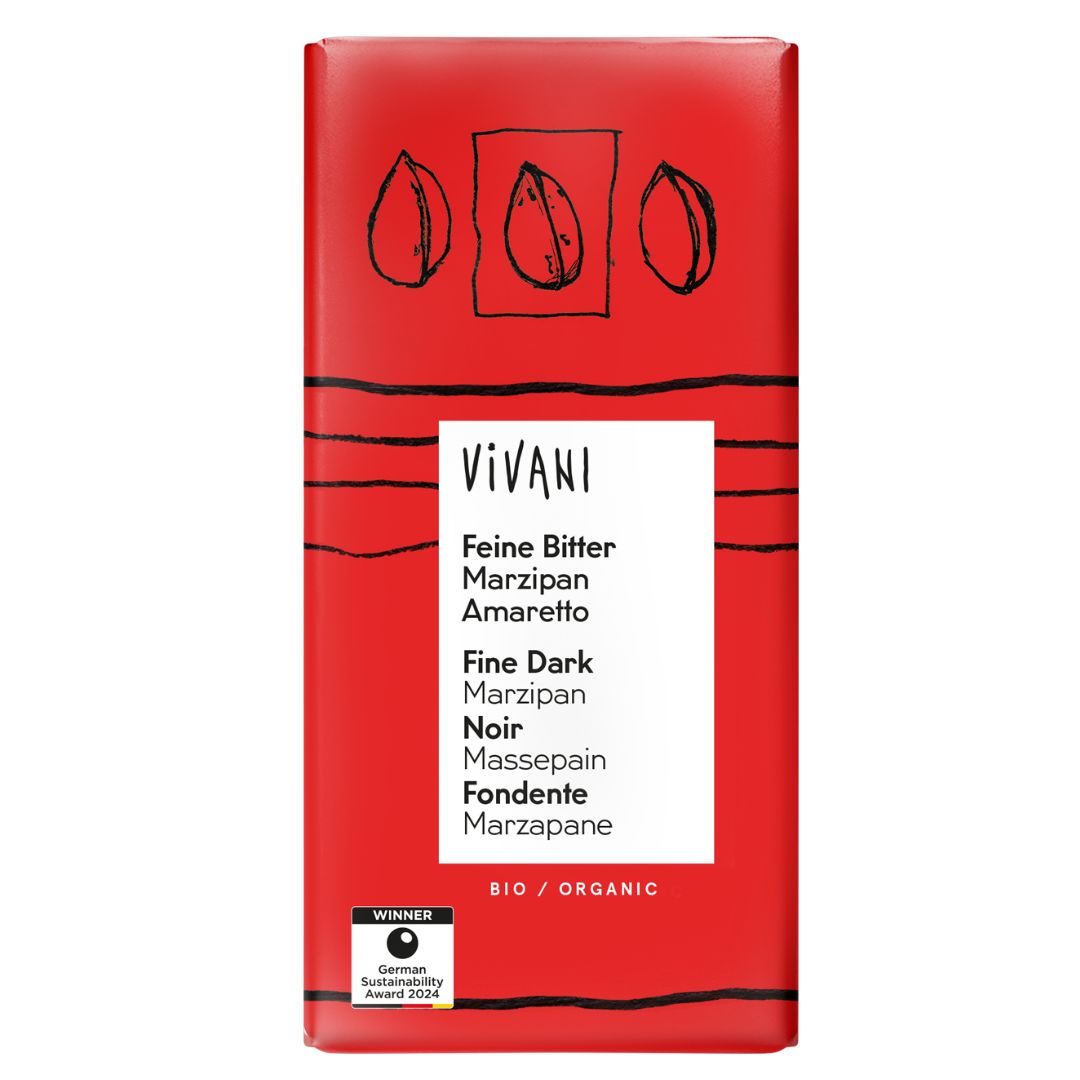 Organic Vivani 60% Fine Dark Chocolate Bar with Marzipan & Amaretto