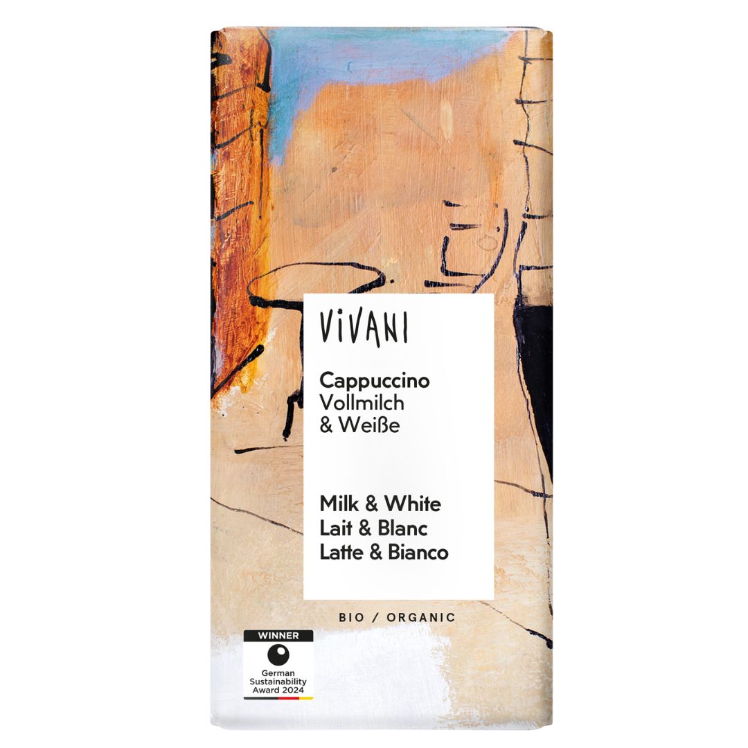 Organic Vivani Cappuccino Milk and White Chocolate Bar