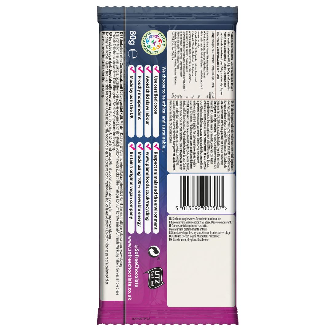 Plamil So Free No Added Sugar Finest Dark Chocolate