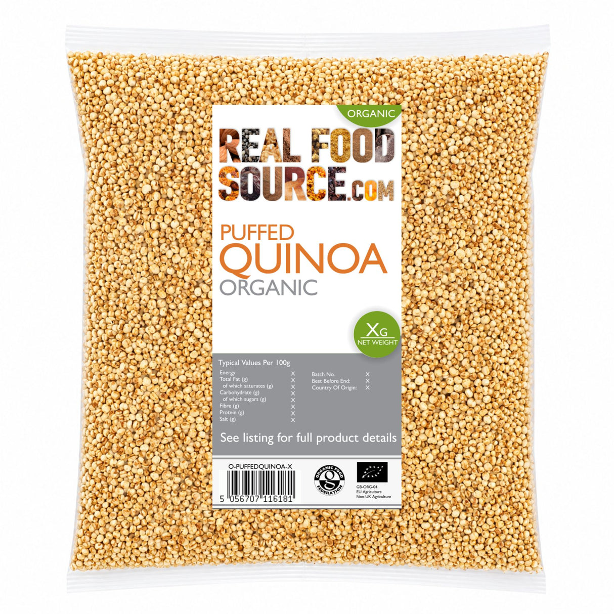 Puffed Quinoa, Organic