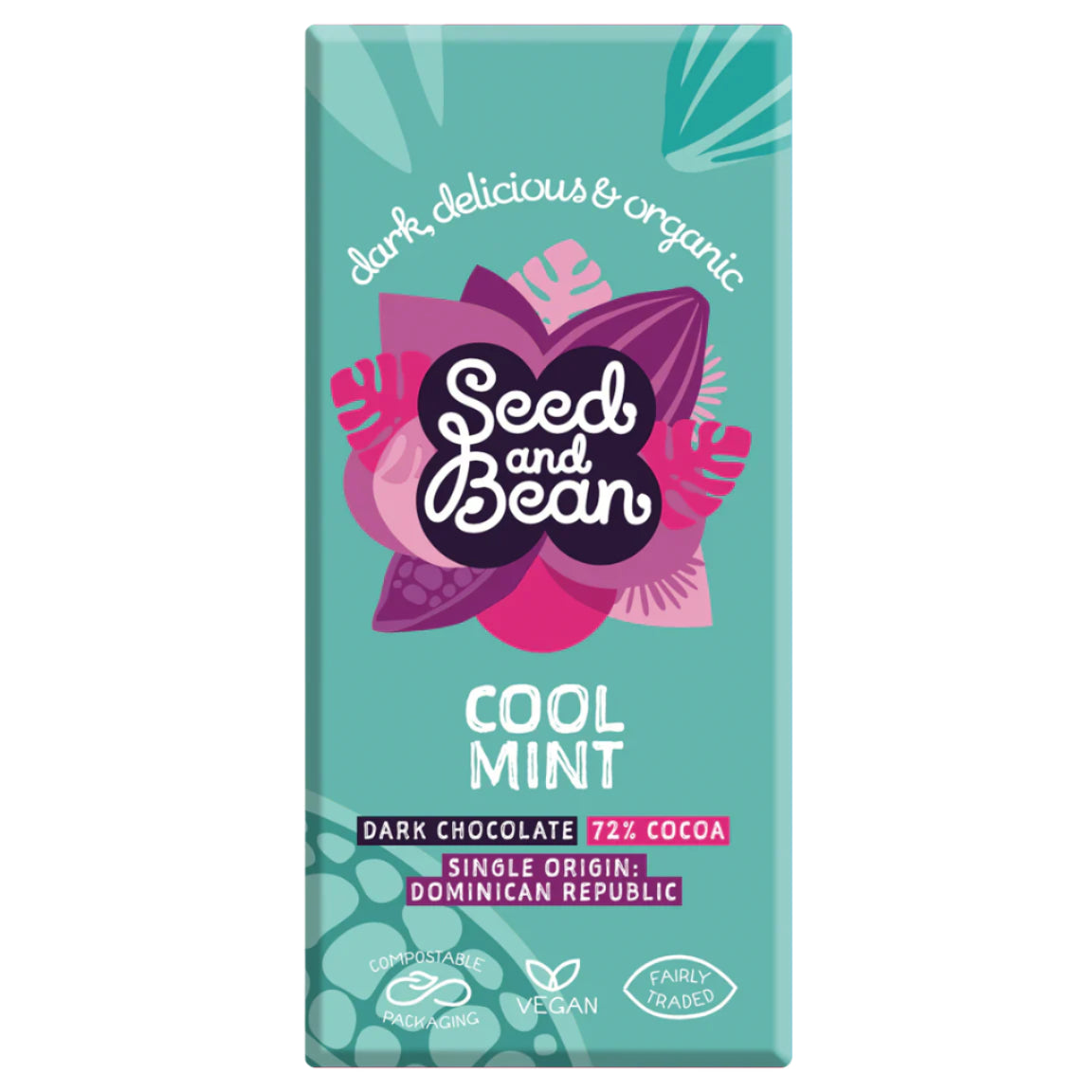 Seed & Bean Organic 72% Extra Dark Cool Mint Chocolate Bar