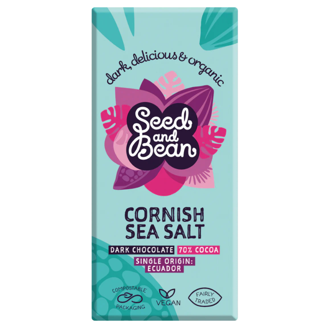 Seed & Bean Organic Cornish Sea Salt 70% Extra Dark Chocolate Bar