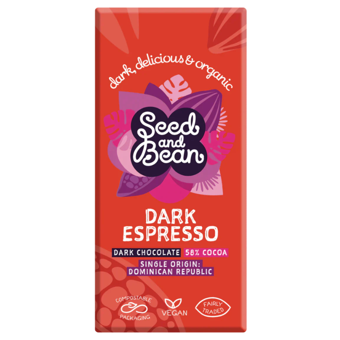 Seed & Bean Organic 58% Dark Chocolate Espresso Chocolate Bar