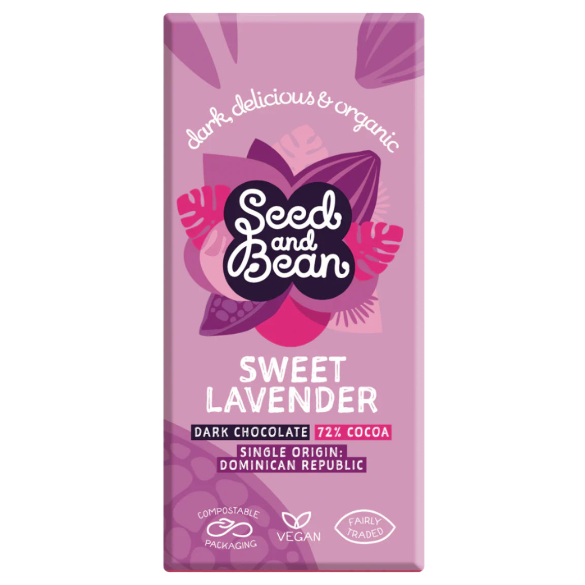 Seed & Bean Organic 72% Extra Dark Sweet Lavender Bar