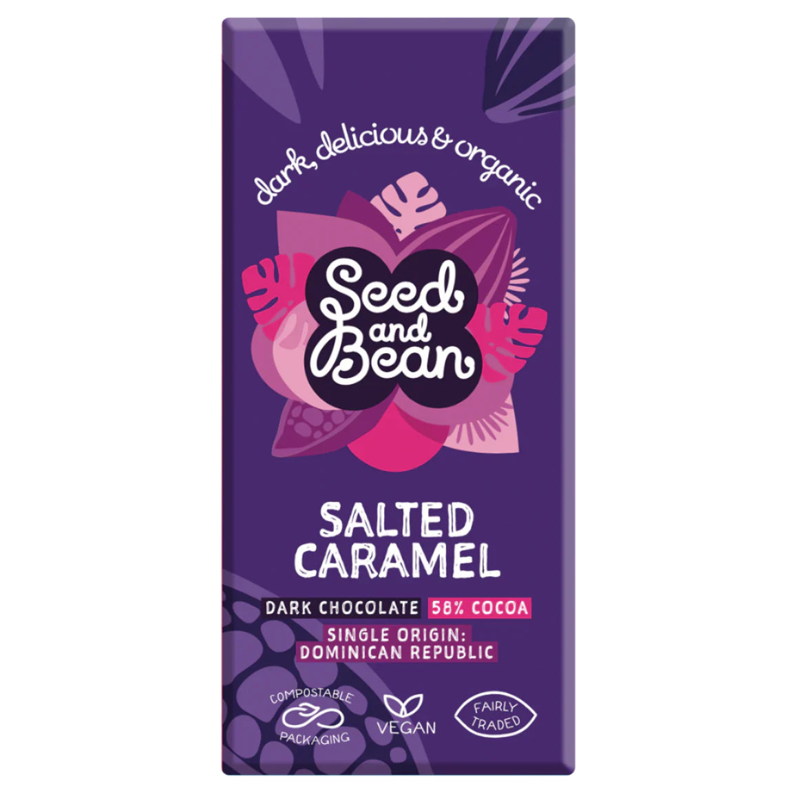 Seed & Bean Organic Dark 58% Salted Caramel Chocolate Bar