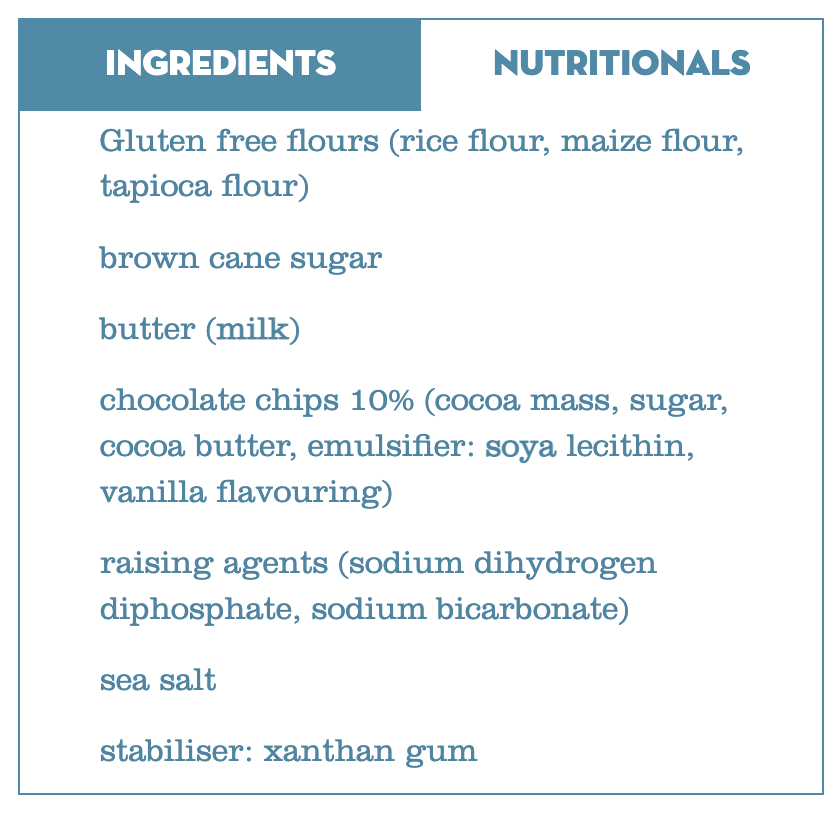 Kent & Fraser Gluten-Free Choc Chip Cookie with Cocoa-rich Choc Chips