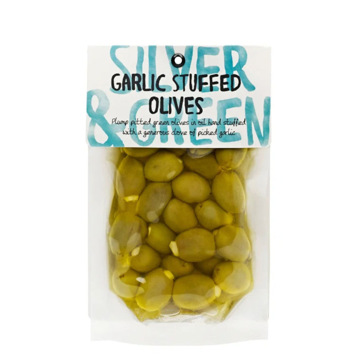 Silver & Green - Garlic Stuffed Olives Pitted Green 220g