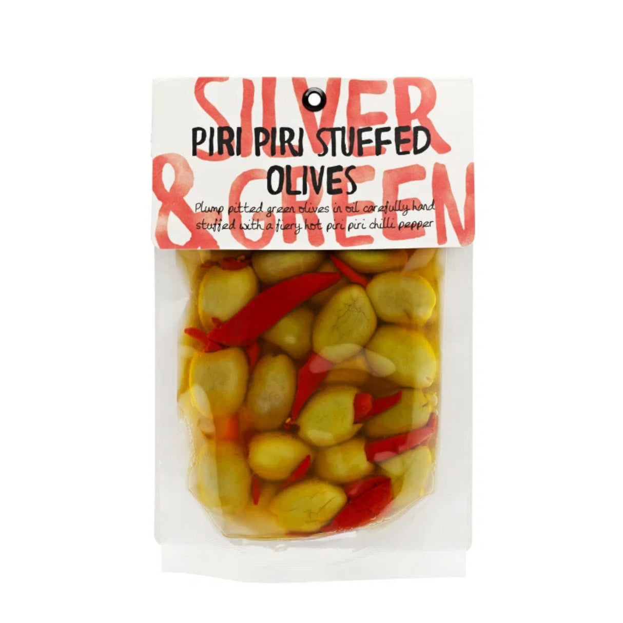 Silver & Green - Piri Piri Suffed Olives Pitted Green 220g