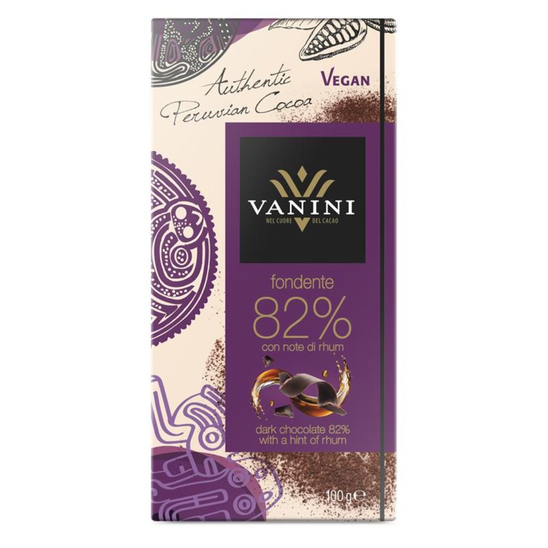 Vanini Single Origin Peru Dark Chocolate Bar 82% with Rum