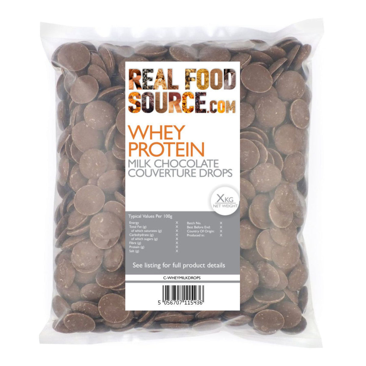 Whey Protein Milk Chocolate Couverture Drops