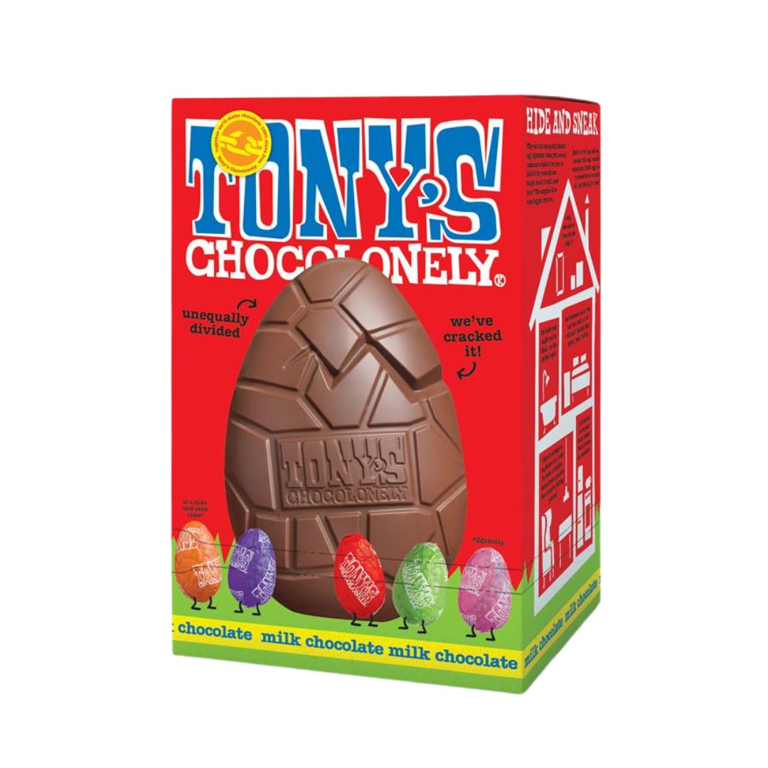 Tony's Chocolonely Large Hollow Milk Easter Egg & Mini Eggs